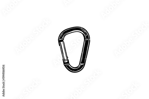 carabiner spring hook Vintage Illustration vector illustration, black and white isolated 
