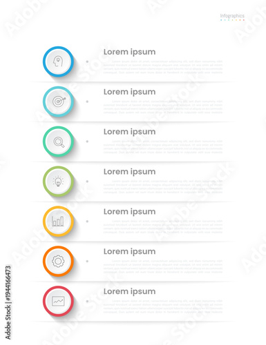 Infographic 7 options design elements for your business data. Vector Illustration.