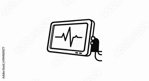 Medical monitor displaying a heartbeat waveform
