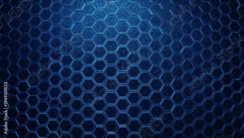 Blue Hexagonal Pattern Background with Textured Surface Detail