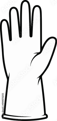 A simple outline drawing of a white glove with a prominent black border