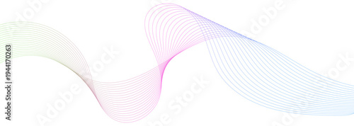 Abstract Curve Wave Vector Lines with Rainbow Gradient Flow Ribbons and Continuous Squiggle Shapes Pattern Background.