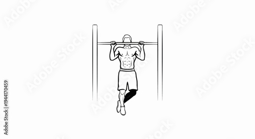 Muscular person performing pull-ups on a horizontal bar