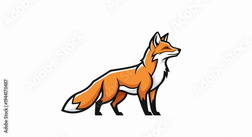 A stylized illustration of a fox, depicted in profile against a white background