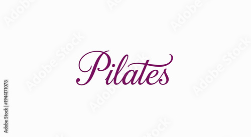 Elegant purple script font spelling "Pilates" against a white background