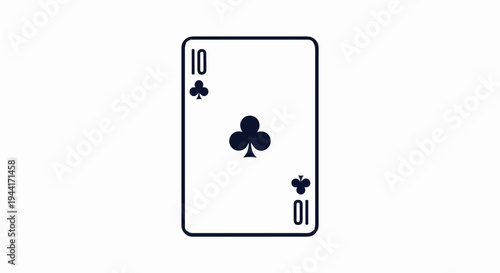 A minimalist playing card featuring the number ten and a club suit