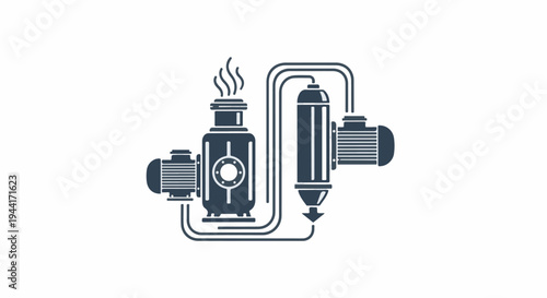 Industrial processing system with motors, pipes, and a steaming vessel