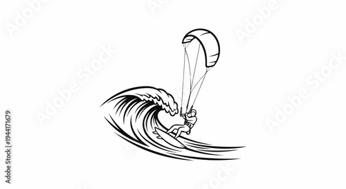 Person kiteboarding on a wave