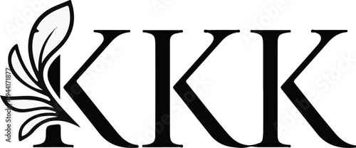 Ornate initial K with decorative branch and three bold K letters