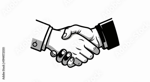 Two hands in business suits shaking firmly, conveying agreement