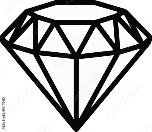 Stylized faceted precious gemstone, cut and polished, shining brightly