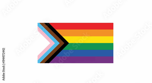 Progress Pride flag with stripes of red, orange, yellow, green, blue, and purple