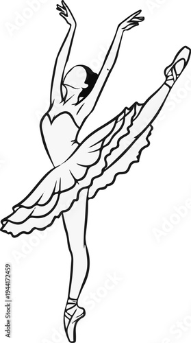 Elegant ballerina in pointe shoes performing a graceful ballet pose