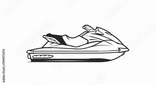 Line art drawing of a personal watercraft on a white background