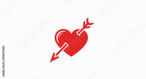 A stylized red heart pierced by an arrow