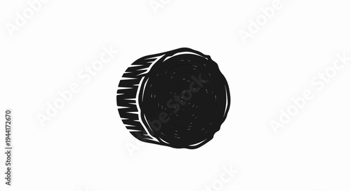 Hand-drawn sketch of a black hay bale on a white background