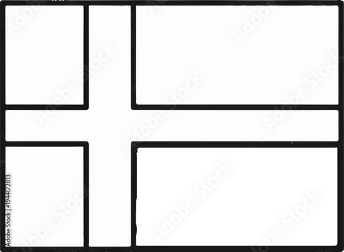 A simple black and white line drawing of a cross shape on a rectangular background