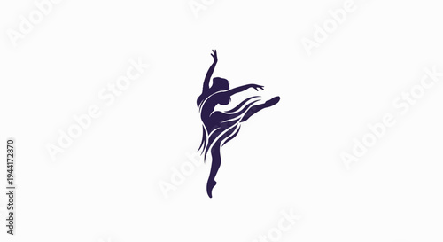 Silhouette of a ballet dancer in a dynamic pose, stylized with flowing lines
