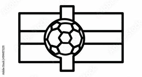 Stylized outline of a soccer ball centered on horizontal and vertical bars