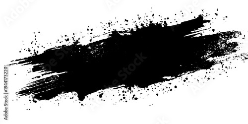 Abstract bold brushstroke, the dramatic black ink splash across the surface, creating an impactful visual statement.  