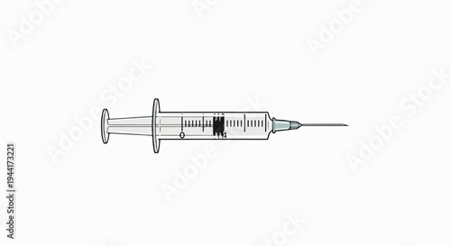 Medical syringe with needle and plunger on a white background