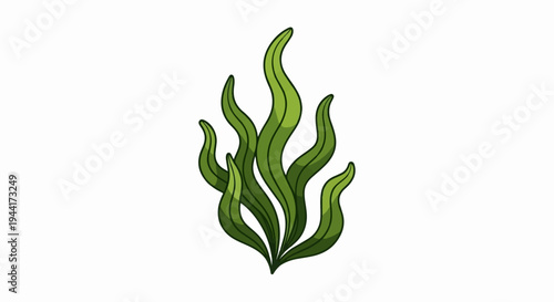 Green kelp fronds sway gracefully in an underwater scene