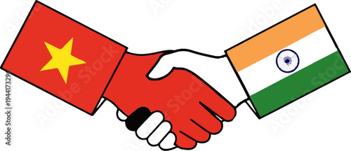 Nations shake hands, representing Vietnam and India's partnership