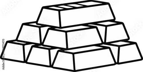 Stacked gold bars drawn in a simple black outline on a white background