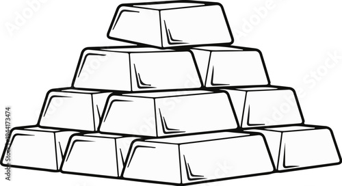 Stacked bullion bars form a pyramid