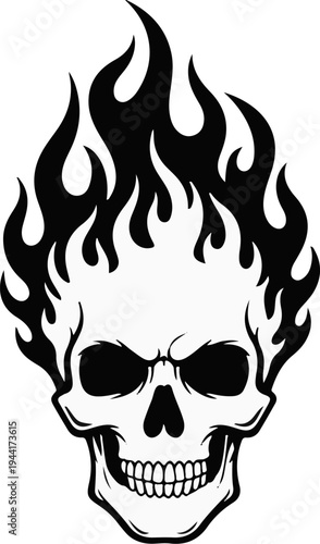 Skull with black flames erupting from the top