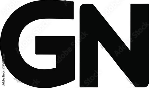 Bold black letter G and N graphic
