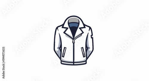 Cartoonish white biker jacket with dark collar and zipper