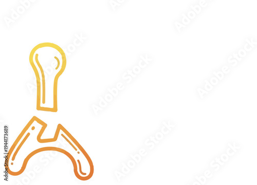 Hand-drawn outline of a broken wishbone, with gradient fill