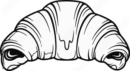 Simple black outline illustration of a crescent-shaped baked pastry with flaky layers