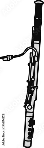 Stylized illustration of a bassoon with a bocal