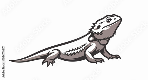 Stylized illustration of a reptile with spikes on its back and a long tail