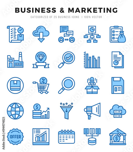 Business & Marketing Two Color icons collection. 25 icon set in a Two Color design.