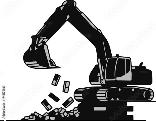 Excavator dropping debris