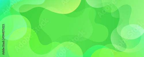 Green colored waves and splashes. Dynamic vibrant color gradients. Flowing liquid shapes for Spring season creative graphic design. Vector illustration.