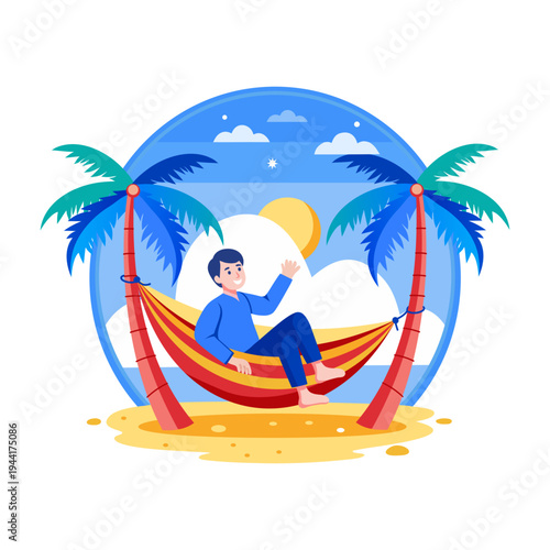 A flat style illustration of a hammock