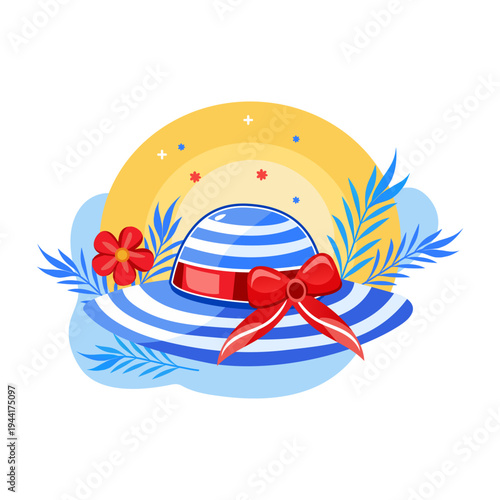 Flat style illustration of a sun hat