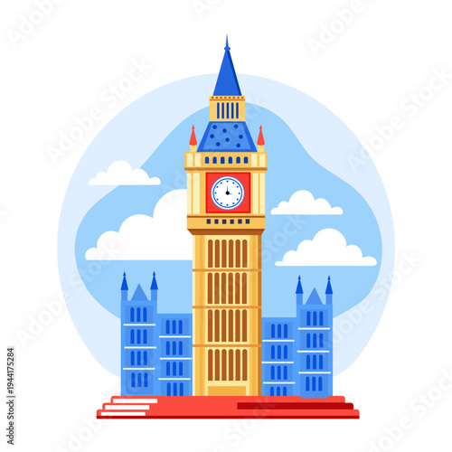 Flat style illustration of big ben