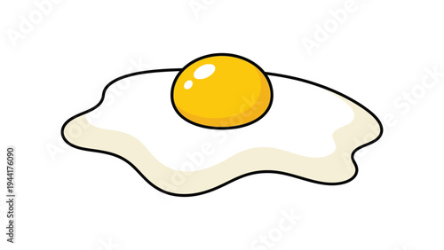Simple cartoon illustration of a fried egg. Clean food graphic isolated on white background