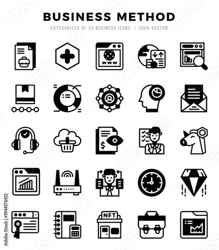 Business Method icons set. Collection of simple Lineal Filled web icons.