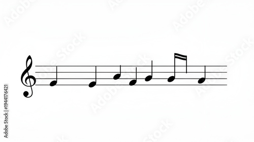 Musical notes and clef symbols with staff isolated on transparent background. Vector EPS 10