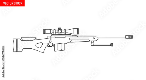 Sniper Rifle with Scope - Vector Illustration