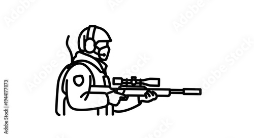 Sniper soldier aiming rifle, military, tactical, action, combat, weapon