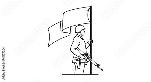 Soldier holding flag, military, army, war, protest, symbol, freedom, patriotism