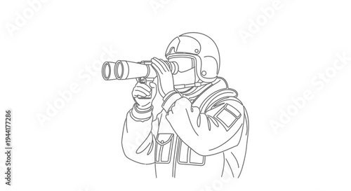Soldier in helmet with binoculars looking through them, military, observation, surveillance, tactical gear
