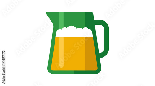 A green pitcher filled with golden beer and a frothy white head, perfect for serving at a gathering